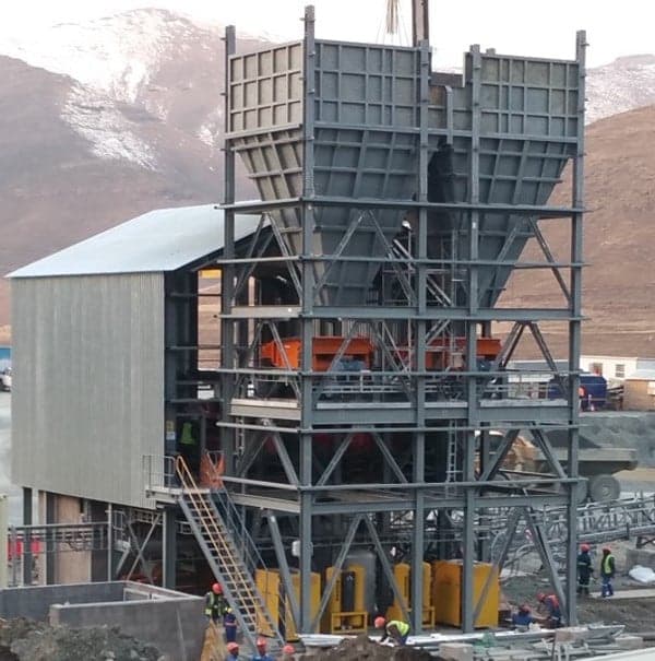 Erected steel structure on a South African mine site